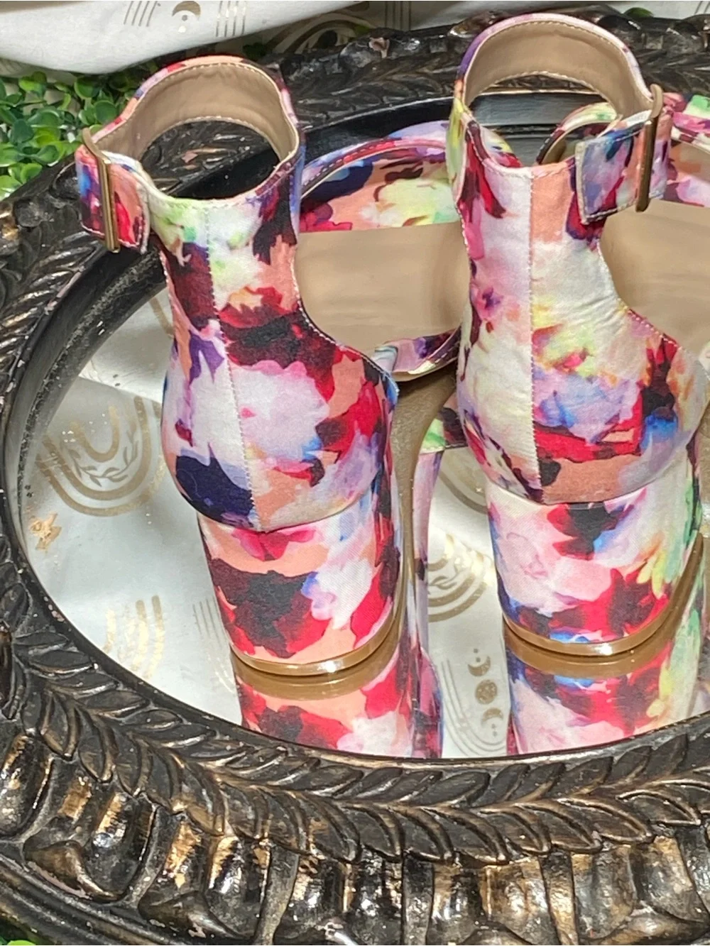 Dream Pairs Multicolor Floral Block Heel Sandals - Pink Purple Accents